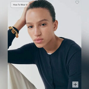 NEW J Crew featherweight Cashmere Black Shrunken Cardigan Sweater- XL